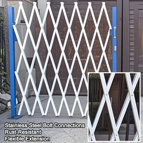 Retractable Industrial Folding Security Gate Scissor Door Barricade for Schools & Warehouses Mobile Accordion Gate with Casters (80x200cm / 31.5x78.7in)