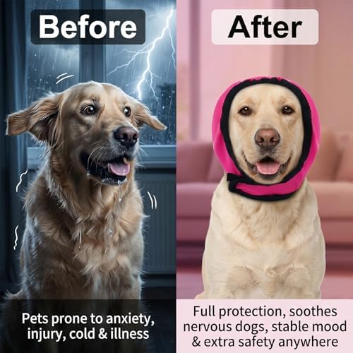 Chedin Dog Ear Muffs Noise Protection No Shake Ear Wrap for Dogs Calming Hoodie Waterproof Pet Ear Cover for Bath Grooming Swimming Anxiety Relief L