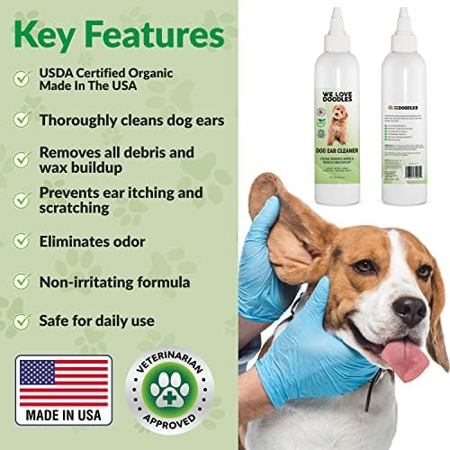 We Love Doodles Dog Ear Cleaner & Long Cotton Ear Swabs Bundle