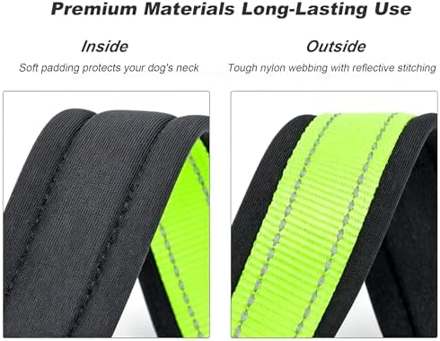 Reflective Dog Collar for XLarge Dogs Wide Padding 6 Holes Adjusta