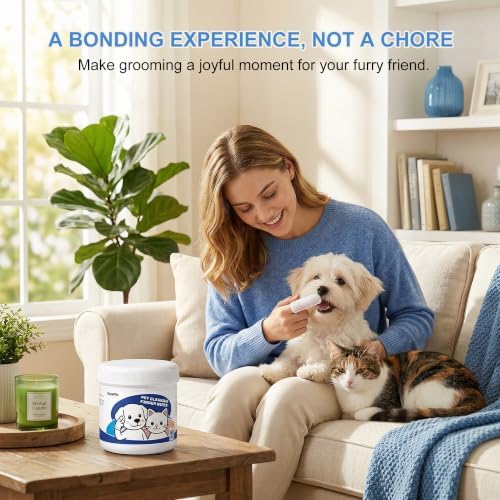 Vet-Recommended Dog & Cat Finger Wipes, Coconut Scent 60 Count, Gentle