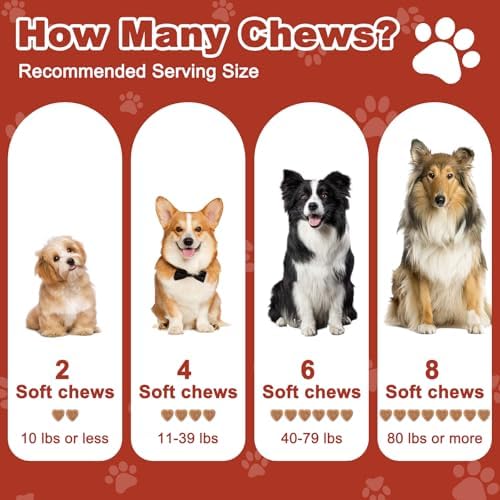 Dog Multivitamin Chewable, with Glucosamine Chondroitin, Digestive Enzymes & Probiotics, for Digestion Support, Immune, Skin, Coat, Joints & Bones Healthy, 120 Chews