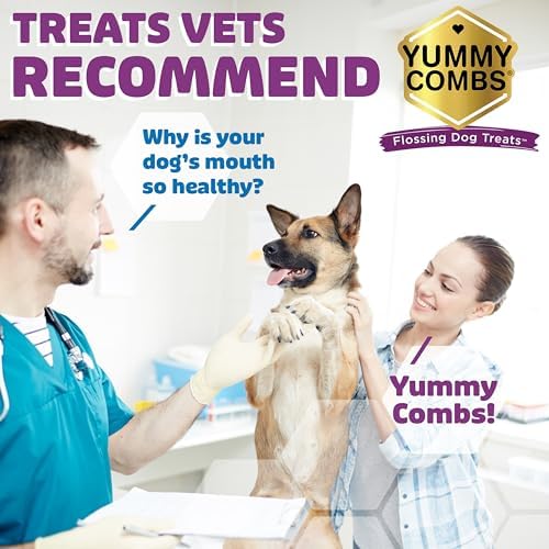 Yummy Combs Dog Dental Treats – Fish & Egg Protein – Vet VOHC Approved, Removes Tartar – A Daily Teeth Cleaning Treat for Medium Dogs (30 Count) (Pack of 2)