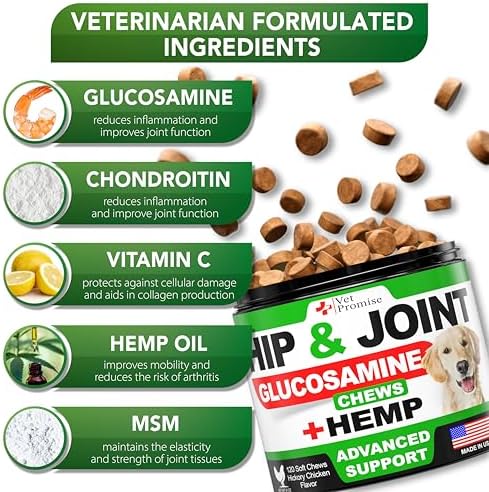 Hemp Hip and Joint Support Supplement for Dogs - Glucosamine for Dogs