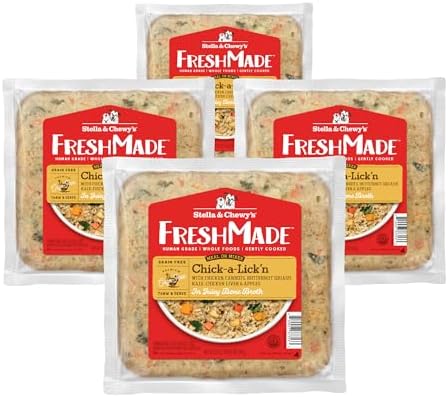 Stella & Chewy's FreshMade Frozen Fresh Grain-Free Chick-a-Lick'n Dog Food, 16-oz Pouch (Pack of 4)