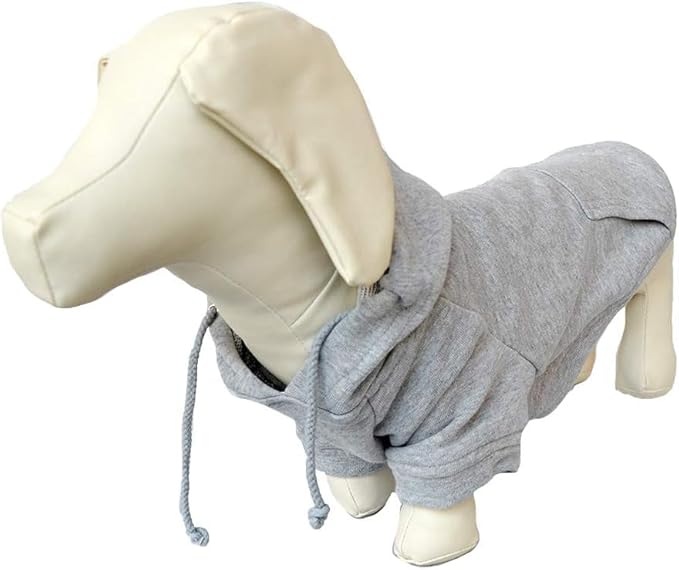 Lovelonglong Blank Basic Hoodie Sweatshirt for Dogs 100% Cotton Fits Small Medium Dachshund Large Dog Gray D-L