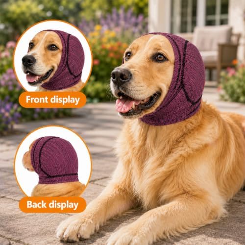 No Shake Dog Ear Wrap Hematoma, Breathable Dog Ear Cover with Soundproof Sponge, Bathing, Drying, Swim, Noise Anxiety Relief (Gray, S)