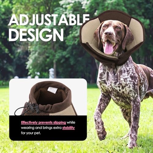 AOFITEE Large Dog Cone Adjustable Dog Cone to Stop Licking, Brown XL