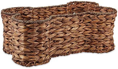 Bone Dry Pet Storage Collection, Bone Shape Hyacinth Toy Basket, Dark Brown, Small
