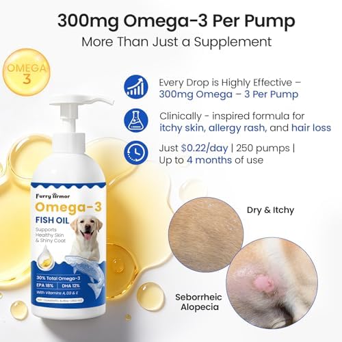 Omega 3 Fish Oil for Dogs & Cats, 300mg EPA+DHA, 8.45 oz