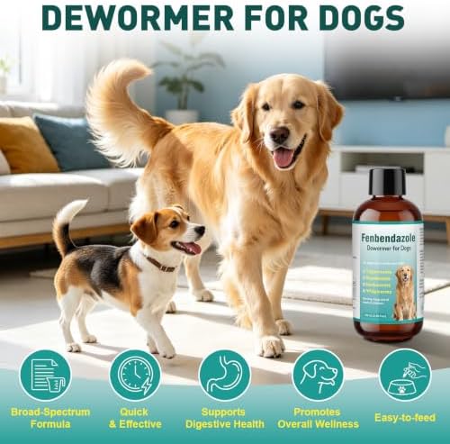 Dewormer for Dog, Fenbendazole Dog Dewormer Liquid, Broad Spectrum for All wormer, Tapeworms, Roundworms, Hookworms, Whipworms, 100ml