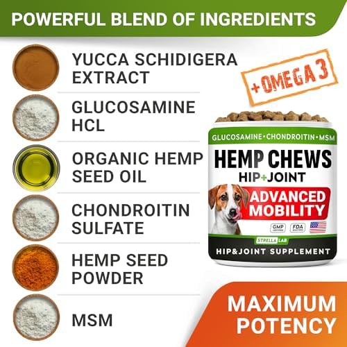 Advanced Joint Hemp Chews for Dogs Mobility - Hip & Joint Pain Relief Chews