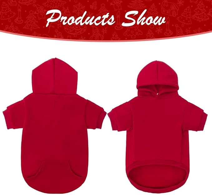 KOOLTAIL Basic Dog Hoodie - Soft and Warm Dog Hoodie Sweater with Leash Hole and Pocket, Dog Winter Coat, Cold Weather Clothes Sweatshirt for Small Medium Large Dogs Puppy Cat Boys Girls Red XL