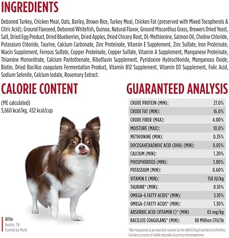 Nulo Frontrunner Dry Dog Food Small Breed - High-Protein Turkey, Whitefish & Quinoa Recipe, Natural Puppy & Adult Dog Food, Small Sized Kibble with Probiotics, Taurine, Omega 3, 5lb Bag