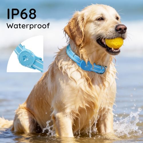 Upgraded AirTag Dog Collar, IP68 Waterproof Holder, Medium Blue