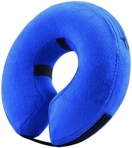 Inflatable Dog Cone Collar Alternative – Soft Recovery Donut E-Collar for Small, Medium, and Large Dogs & Cats After Surgery (Blue, M [13"-18"])