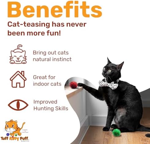 Tuff Kitty Puff 1 Inch Mini Sparkle Ball Cat Toy – 6pk Multi-Color