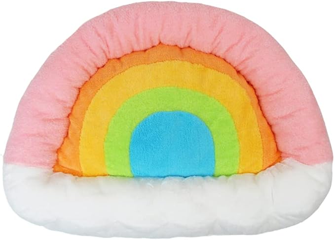 TONBO Soft Plush Small Cute and Cozy Nature Dog Cat Bed, Washer and Dryer Friendly (Rainbow)