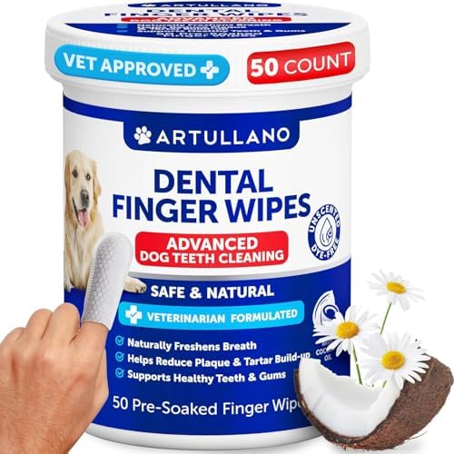 Dental Finger Wipes for Dogs Teeth - 50 Count - Unscented Dog Dental Wipes