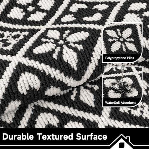 Ileading Hallway Runner Rug 2x8 ft,Washable Indoor Black Carpet with Non Slip Rubber Backing,Low Pile Durable Kitchen Floor Mat for Laundry Entryway Door & High Traffic Areas