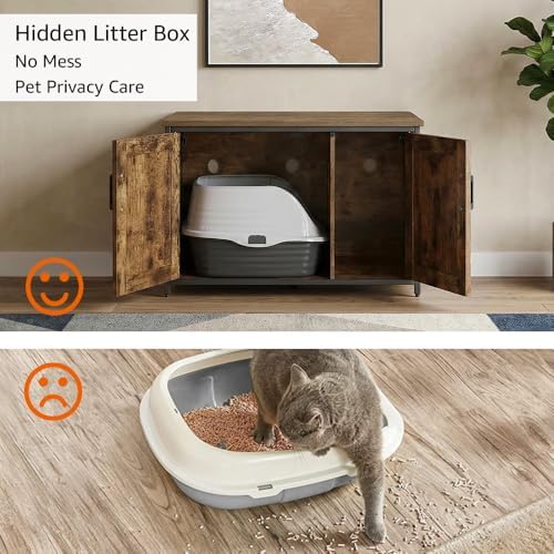 unipaws Top Opening Cat Litter Box Enclosure Furniture, Flip Top Design