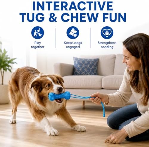 Paw Motion Dog Dental Toy, Dual-Action Rope Chew Toy for Teeth Cleaning, Interactive Tug Toy with Textured Knots, Puppy Training Toy for Small Medium Large Dogs，2 Packs