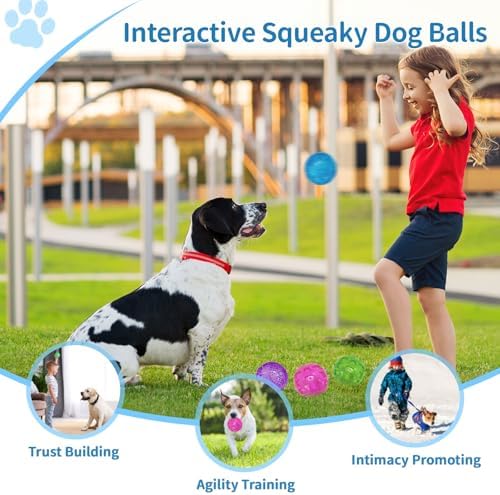 RICHIE Ultra Durable Squeaky Dog Balls 3 Inch for Large Medium Dogs, Tough Chew Toys for Aggressive Chewers, Floating Fetch Balls for Pool Play, Teeth Cleaning Dog Toys 3 Pack Purple + Blue + Blue