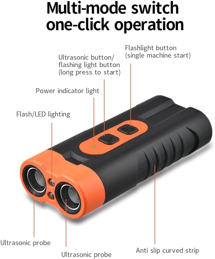 Dog Bark Deterrent Device Rechargeable,Anti Bark Tool for Dogs,Ultrasonic Dual Emitter 50ft Safe Correction Tools to Control Dog's Bark 25KHz,Trainer Barking Silencer Indoor&Outdoor with Flashlight