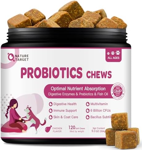 NATURE TARGET Probiotics for Dogs, 120 Soft Chews, Chicken Flavor