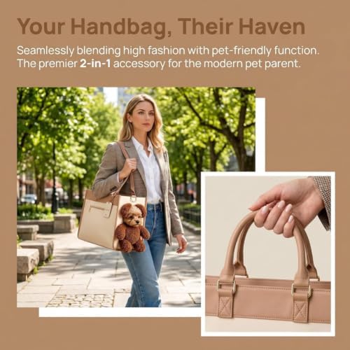 Teddy Bear Dog Carrier Bag, Upgrade 2-in-1 Stylish Dog Purse Carrier for Small Dogs,Puppy Sling Carrier with Peekaboo Window, Fashion Portable Tote Bag for Yorkie Poodle Chihuahua，M:5.75×.8×2.76 in