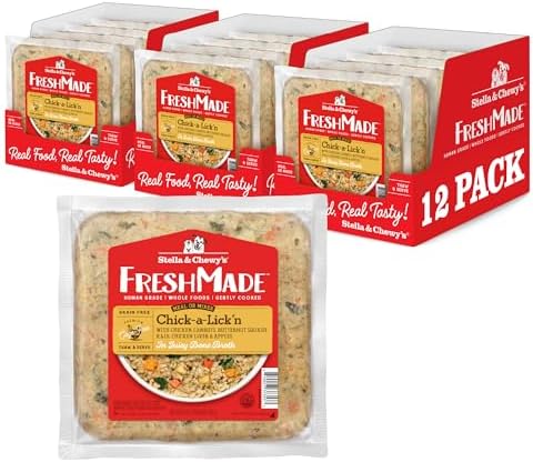 Stella & Chewy's FreshMade Frozen Fresh Grain-Free Chick-a-Lick'n Dog Food, 16-oz Pouch (Pack of 12)