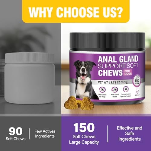 Dog Anal Gland Soft Chews 150 Stop Scoot for Dogs Supports Anal Gland Bowel Function Digestive Health Fiber Pumpkin Supplement for Dogs Pet Diarrhea Bowel Support Probiotics Digestive (Chicken Flavor)