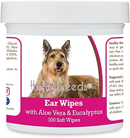 Healthy Breeds Berger Picard Ear Cleaning Wipes with Aloe & Eucalyptus for Dogs 100 Count