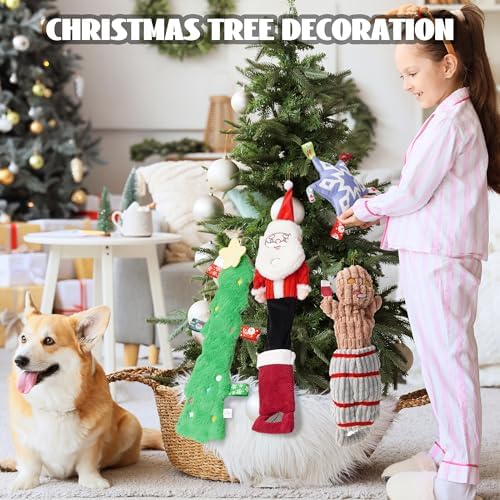 Nocciola 4 Pack Christmas Dog Toys, Interactive Crinkle Dog Squeaky Toys, Plush Dog Toys for Christmas, Christmas Toys for Puppy Small Medium Large Dogs & Aggressive Chewers