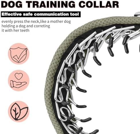 Martingale No Pull Dog Collar for Large Medium Small Dogs, Heavy Duty Nylon Adjustable Reflective Anti Pull Slip Collar with Buckle for Training Walking Hunting S Army Green