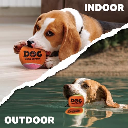 AMA SPORT Squeaky Tennis Balls for Dogs 2.5" Small Medium Dog Tennis Balls for Throwing and Fetching Dog Toys for Training, Exercise, High Bouncing 4 Pack (Orange Pink)