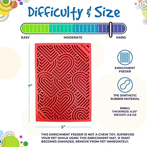 SodaPup Love eMat – Durable Lick Mat Feeder Made in USA from Non-Toxic, Pet-Safe, Food Safe Rubber for Mental Stimulation, Avoiding Overfeeding, Fresh Breath, Digestive Health, Calming, & More