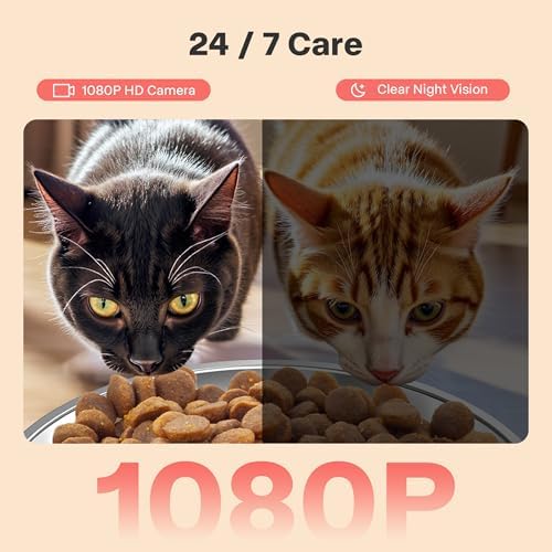 Automatic Cat Feeder with Camera - 5G WiFi Cat Food Dispenser with Night Vision, 7L Dog Feeder Automatic, 1-15 Meals, 1-99 Portions, 2-Way Audio, Jam Free, 10s Voice Recording, Timed Auto Pet Feeder