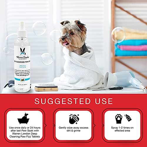 Warren London Deep-Cleaning Paw Spray for Dogs | Tea Tree & Aloe Paw Soother – Cleans, Moisturizes, Relieves Itch & Stops Licking Between Baths | Made in USA, 8 oz