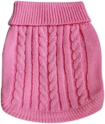 Tangpan Turtleneck Classic Straw-Rope Pro Pet Dog Sweater Apparel(Pink,XS)