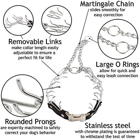 Herm Sprenger Prong Collar for Dog Training with Easy Quick Release Buckle - German Made Dog Collar with Chrome Plated Steel 4.0mm Prongs for Extra Large Dogs (26-31" Neck)