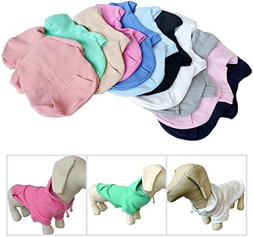 Lovelonglong Blank Basic Hoodie Sweatshirt for Dogs 100% Cotton Fits Small Medium Dachshund Large Dog Turquoise D-S