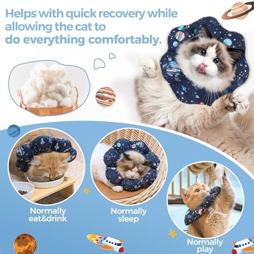 ComSaf Soft Cat Cone Collar Size M, Post-Surgery Recovery Collar for Cats
