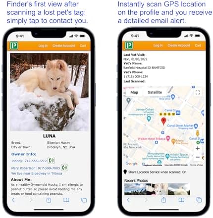 Pet Dwelling Smart QR + NFC Pet ID Tags for Dogs – Durable & Waterproof – Smart Pet Tags with AI-Powered Instant Scan Alerts & Free Online Profile (Blue Paw)