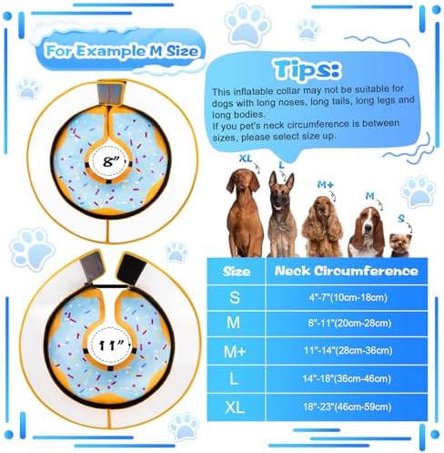 CNEO Inflatable Dog Cone Collar with Detachable Enhanced Anti-Licking Shield, Soft Neck Donut Collar for Dogs After Surgery, Adjustable Dog Cone Alternative for Large Medium Small Dogs & Cats