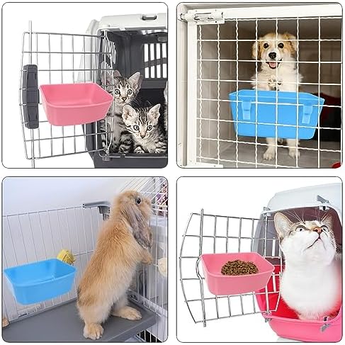 6 Pack Feeder (Blue, Pink), Hanging Feeder,Food and Water Container, Bath Water Bowl Universal for Birds Hamsters Mice Rats Rabbit Guinea Pig Small Pets (S) (S)