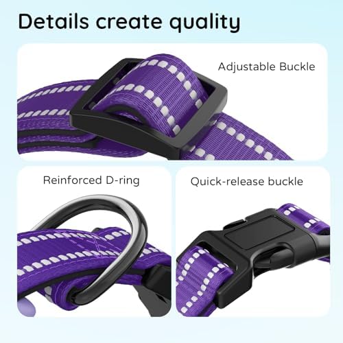 Upgraded AirTag Dog Collar, IP68 Waterproof Holder, Medium Purple