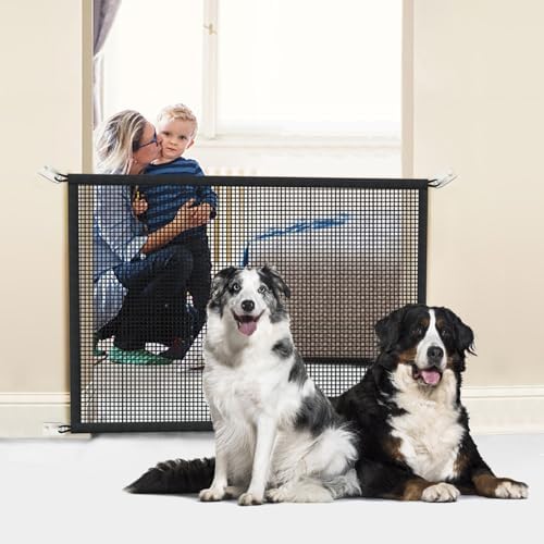 Cupount Dog Screen Mesh Gate for House, Stairs and Doorways, 29 x 38 in | Easy to Install with No Drilling, Fits 32-35 in Openings, Indoor Pet Barrier for Dogs and Puppies