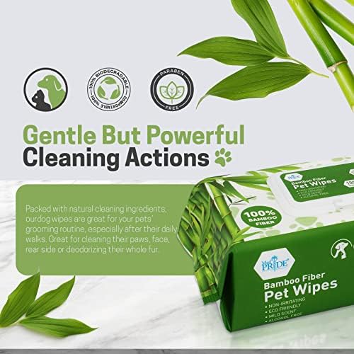 MED PRIDE Bamboo Fiber Dog Wipes 8x8 in,Hypoallergenic,Aloe Vera,400 Count