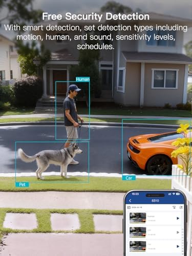 VIMTAG 2.5K Security Camera Indoor/Outdoor, Cameras for Home Security with Color Night Vision, AI Human Detection, Spotlight/Siren, Pet/Baby Monitor, IP66, 2-Way Audio,Compatible with Alexa, Wired